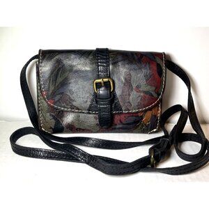 Patricia Nash Small Botanical Print Leather Crossbody Multi Compartment Bag